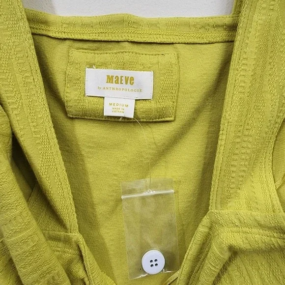 Anthropologie Maeve NWOT greeenish yellow woven button detail tank top size med - Picture 2 of 7